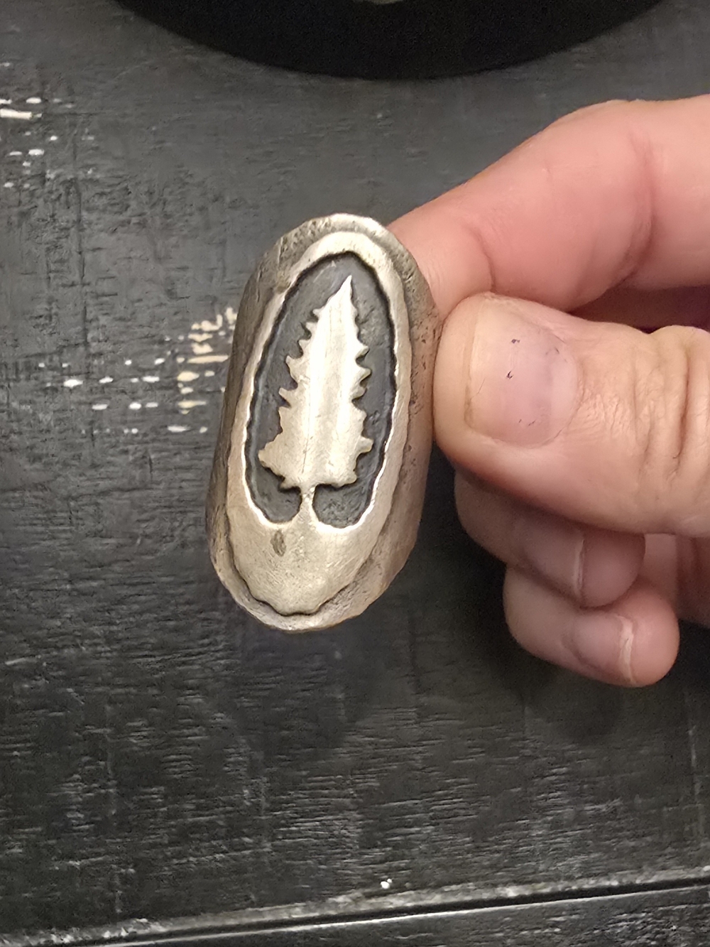 The Noisy Plume Sterling Silver Pine Tree Accent Statement Ring - Silver - Picture 2 of 7